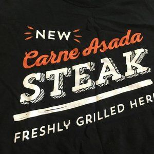 #28 JERZEES Dri-Power Carne Asada Steak Freshly Grilled Black T-Shirt Size L